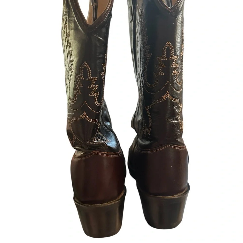 Old West Unisex Kids Leather Cowboy Boots 8.5 Brown
